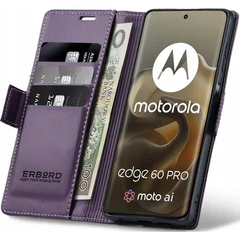 Pouzdro na mobilní telefon Flipové pouzdro Erbord pro Motorola Edge 60 Pro fialové