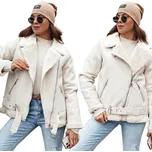 DÁMSKÁ ZIMNÍ KOŽENÁ BUNDA S KOŽÍŠKEM BÍLÁ ty4735 - M