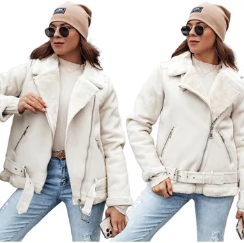 Moto bunda DÁMSKÁ ZIMNÍ KOŽENÁ BUNDA S KOŽÍŠKEM BÍLÁ ty4735 - M