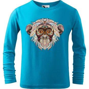 Dětská móda DOBRÝ TRIKO Dětské bavlněné triko Hlava opice Velikost: 146/10 let, Barva: Tyrkysová