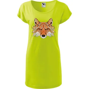 Dámské oblečení DOBRÝ TRIKO Dámské tričko/šaty Hlava lišky Velikost: L, Barva: Limetková