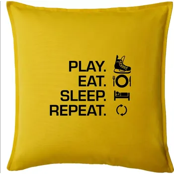 Polštář Play Eat Sleep Repeat hokej - Polštář 50x50 - 50x50 - Pouze potah ( Žlutá )