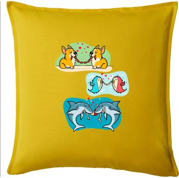 Polštář Projev lásky zvířata - Polštář 50x50 - 50x50 - Pouze potah ( Žlutá )