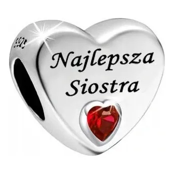 Přívěsek CHARMS 925 SRDCE SESTRA KORÁLEK PŘÍVĚSEK