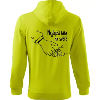 Pánská mikina Ruka - Nejlepší táta na světě - Mikina s kapucí na zip trendy zipper - S ( Limetková )