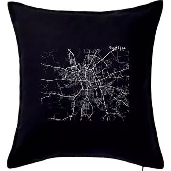 Polštář Mapy měst černobílé Budějce - Polštář 50x50 - 50x50 - Pouze potah ( Černá )
