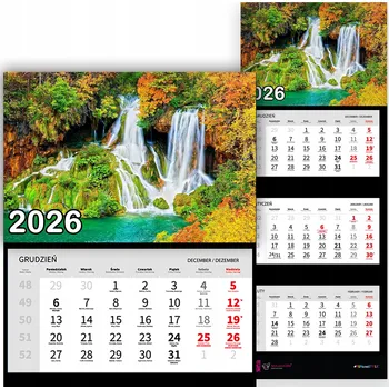Kalendář Nástěnný kalendář trojdílný 2026 ZELEŇ A SLUNCE do kanceláře Dárek Vzory