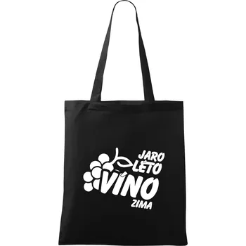 Nákupní taška Jaro, léto, víno, zima - Taška bavlněná - 42 x 38 cm ( Černá )