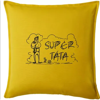 Polštář Kreslený nápis super táta - Polštář 50x50 - 50x50 - Pouze potah ( Žlutá )
