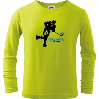 Chlapecké tričko Hokejová hvězda - Triko dětské Long Sleeve - 104-110cm / 3-4 roky ( Limetková )