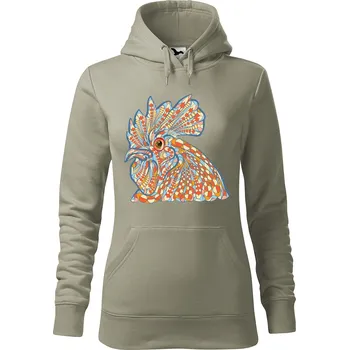 Pánská mikina Dámská mikina Hlava kohouta Velikost (žena): XS, Vyberte barvu: Světlá khaki