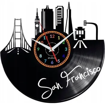 Hodiny SAN FRANCISCO NÁSTĚNNÉ HODINY DEKORATIVNÍ MODERNÍ VINYLOVÁ DESKA