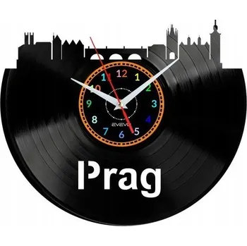 Hodiny PRAGA NÁSTĚNNÉ HODINY DEKORATIVNÍ MODERNÍ VINYLOVÁ DESKA
