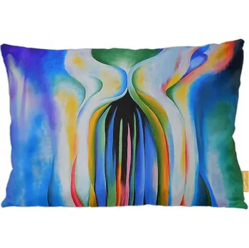 Polštář Polštář Šedé linie s černou, modrou a žlutou Georgia O’Keeffe