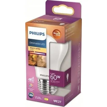 Žárovka LED žárovka PHILIPS A60 E27 806 lm 5,9 W 2200-2700 K stmívatelná