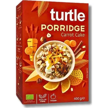 Dětská kaše Turtle | Bio Ovesná kaše Mrkvový dort - s ořechy a skořicí bio • vysoký obsah vlákniny • s ořechy a skořicí • bez vaření – 400 g
