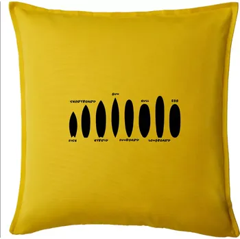 Polštář Typy surfů - Polštář 50x50 - 50x50 - Pouze potah ( Žlutá )
