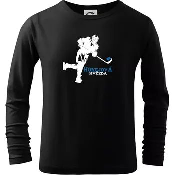 Chlapecké tričko Hokejová hvězda - Triko dětské Long Sleeve - 158 cm/12 let ( Černá )