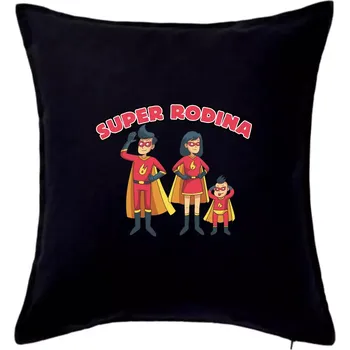 Polštář Super rodina - jeden syn - Polštář 50x50 - 50x50 - Pouze potah ( Černá )
