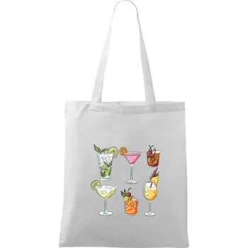 Nákupní taška Koktejly - Taška bavlněná - 42 x 38 cm ( Bílá )
