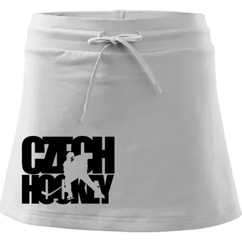 Dámská sukně Czech hockey - nápis s hokejistou - Mistrovství světa v ledním hokeji 2026 - Sportovní sukně - two in one - M ( Bílá )