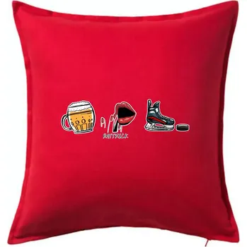 Polštář Hattrick hokej - Polštář 50x50 - 50x50 - Včetně výplně ( Červená )