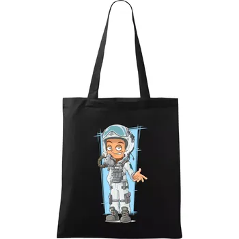 Nákupní taška Vesmírný voják oranžový - Taška bavlněná - 42 x 38 cm ( Černá )
