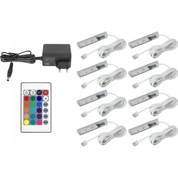 LED páska 8x RGB LED klipy na polic skleněných desek SADA Kabel Bílý