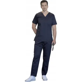 Zdravotnický oděv Elastický pánský lékařský komplet, tmavě modrý, velikost XL