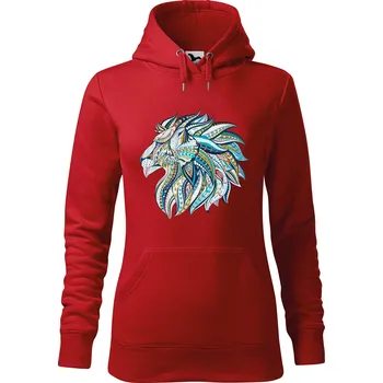 Dámská mikina DOBRÝ TRIKO Dámská mikina s potiskem Hlava lva Velikost dámské mikiny: M, Barva: Červená