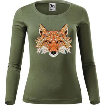 Dámské tričko DOBRÝ TRIKO Dámské bavlněné triko Hlava lišky Velikost: M, Barva: Khaki