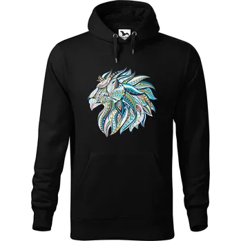 Pánská mikina DOBRÝ TRIKO Pánská mikina s potiskem Hlava lva Velikost pánské mikiny: 4XL, Barva: Černá