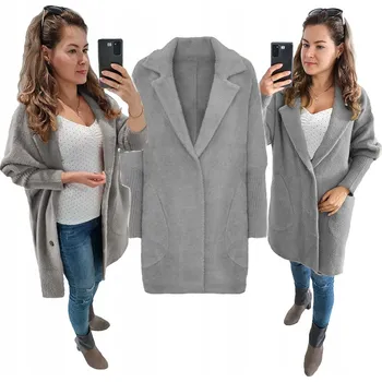 Soprato dámský kabát šedý oversize bez kapuce 7108 alpaka kabát univerzální velikost 50