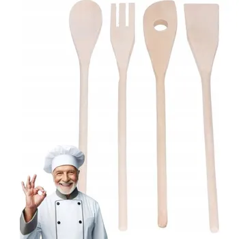 Příbor DŘEVĚNÉ KUCHYŇSKÉ NÁČINÍ sada 4 kusy špachtle lžíce