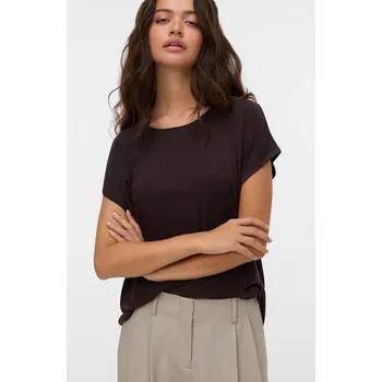 Dámské tričko ČOKOLÁDOVĚ HNĚDÉ TRIČKO S KRÁTKÝM RUKÁVEM Vero Moda