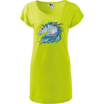 Dámské oblečení DOBRÝ TRIKO Dámské tričko/šaty Hlava koně Velikost: S, Barva: Limetková