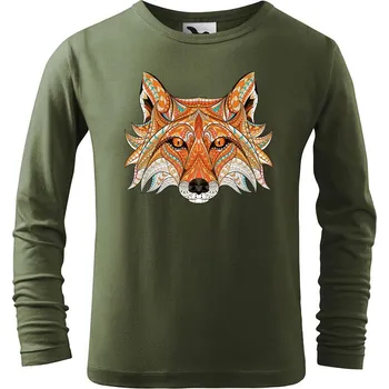 Dětská móda DOBRÝ TRIKO Dětské bavlněné triko Hlava lišky Velikost: 158/12 let, Barva: Khaki