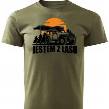 Pánské tričko Tričko pánské khaki OFFROAD Jeep Wrangler potisk JSEM Z LESA vel. XL