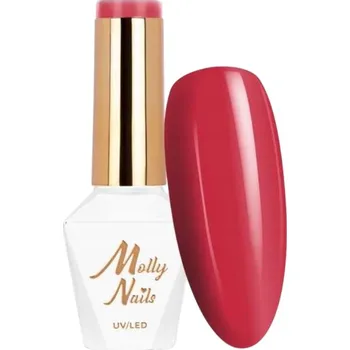 Lak na nehty Hybridní lak na nehty MOLLYNAILS 8g Flamingo Strawberry Red Č. 147