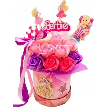 umělá květina Velký BOX RŮŽOVÉ mýdlové KVĚTY v krabičce k narozeninám BARBIE dárek růže 40 cm růžová
