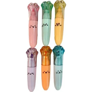 Zvýrazňovač KAYET Zábavné neonové pastelové zvýrazňovače sada 6 ks KOČIČÍ TLAPKY