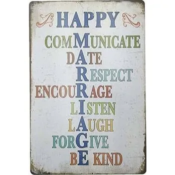 Obraz Plechová cedule Happy