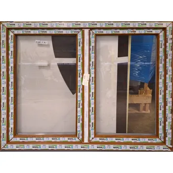 Vchodové dveře Plastové dvoukřídlé okno Soft 2024-8 140x110cm, Zlatý dub/Bílá, OS+O