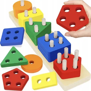 ostatní stavebnice STAVEBNICE KOSTKY TŘÍDIČ SKLÁDAČKA LOGICKÁ DOVEDNOSTNÍ DŘEVĚNÁ