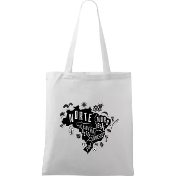 Brazílie mapa a zvyky - Taška bavlněná - 42 x 38 cm ( Bílá )