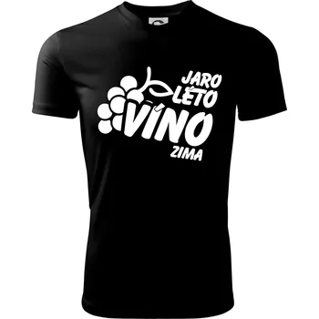 Jaro, léto, víno, zima - Dětské triko sportovní (dresovina) - 146 cm/10 let ( Černá )