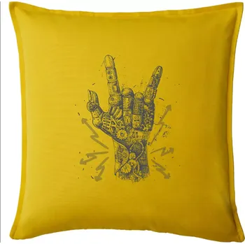 Polštář Metal mechanical ruka - Polštář 50x50 - 50x50 - Pouze potah ( Žlutá )