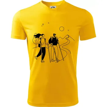 Chlapecké tričko Kreslený pár na výletě - Dětské triko sportovní (dresovina) - 122 cm/6 let ( Žlutá )