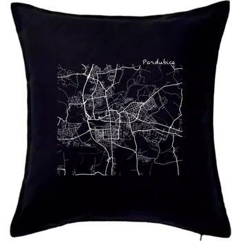 Polštář Mapy měst černobílé Pardubice - Polštář 50x50 - 50x50 - Pouze potah ( Černá )
