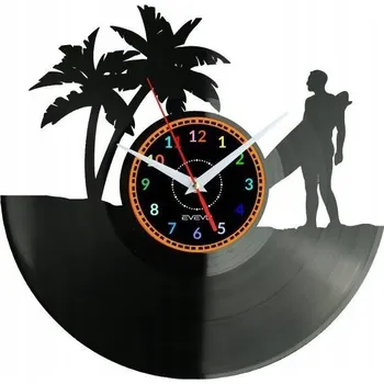 Hodiny SERFING HODINY NÁSTĚNNÉ DEKORATIVNÍ MODERNÍ VINYLOVÁ DESKA VINYL JAKO DÁREK